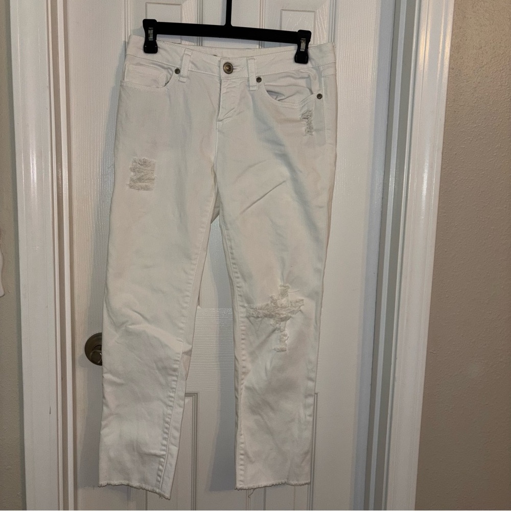 LC Lauren Conrad White Skinny Distressed Jeans size 2